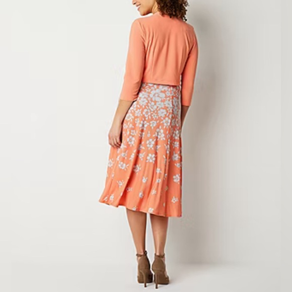 Danny & Nicole 2-piece Womens Floral Midi Jacket Dress (size M) - Picture 4 of 8